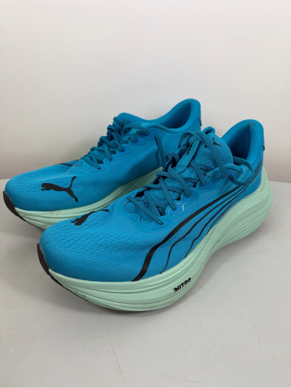 PUMA MagMax Nitro Men’s Low Top Mesh Lace-Up Running Shoes Speed Blue Mint